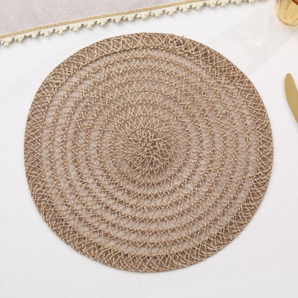 4 Pieces Woven Tableware Mat Non-Slip Dish Mat Household Natural Jute Place Mat  Restaurant