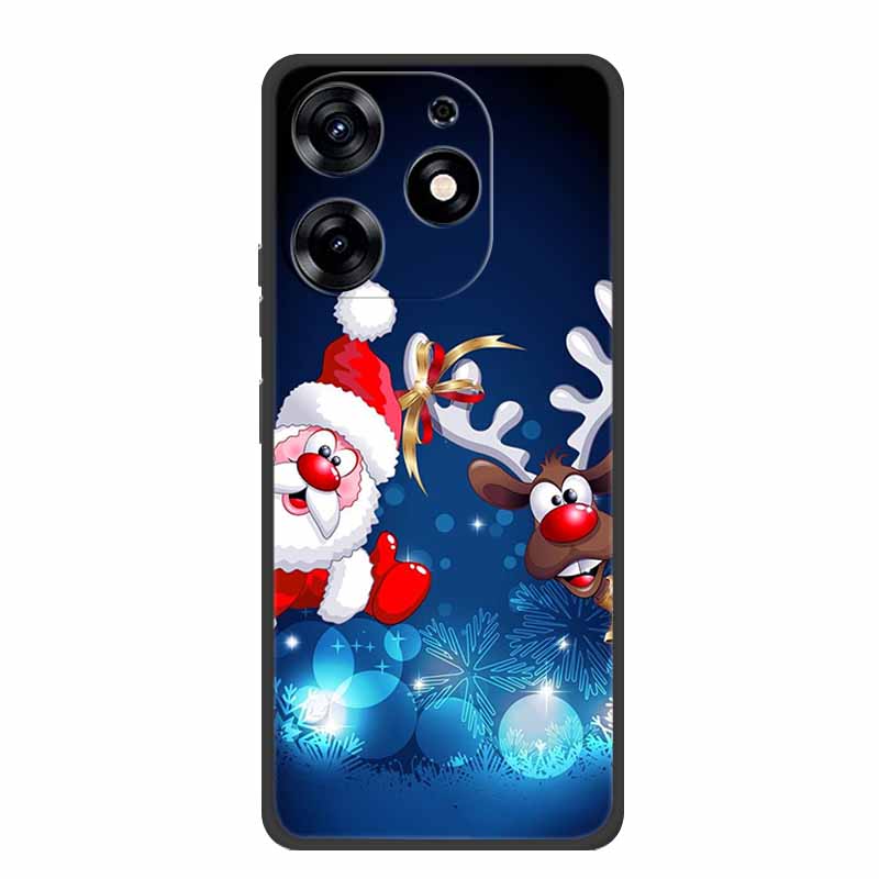 For Tecno Spark Go 2024 Case Merry Christmas Xmas Black Silicon Soft Back Cover Case For Tecno Spark 10 Pro 10C Pop 8 Phone Case