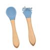 Kinder Silikon Babylöffel mit Holzgriff - Weich, Hitzebeständig, Lebensmittelgeeignet Gummi Fütterungsutensil für Säuglinge.