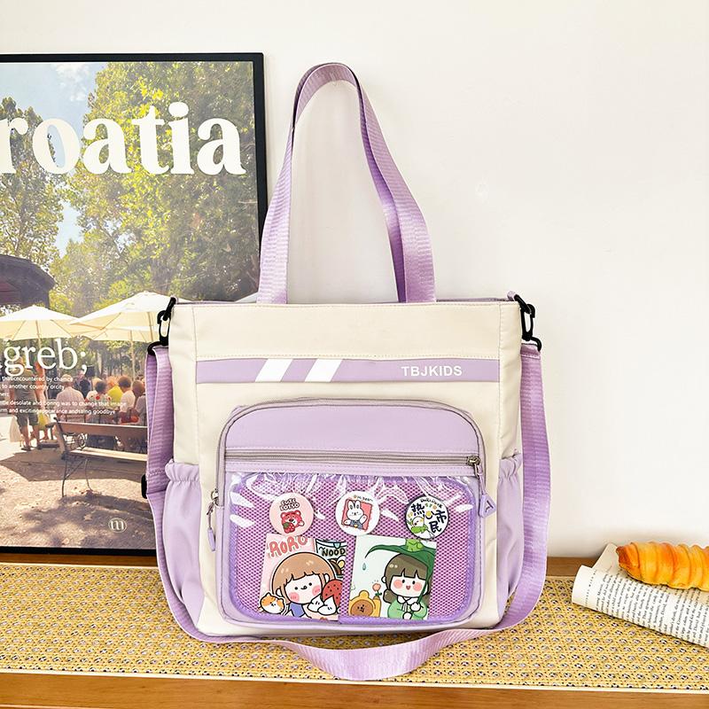 Student Messenger Bag Color Block Shoulder Bag Transparent Tote Bag