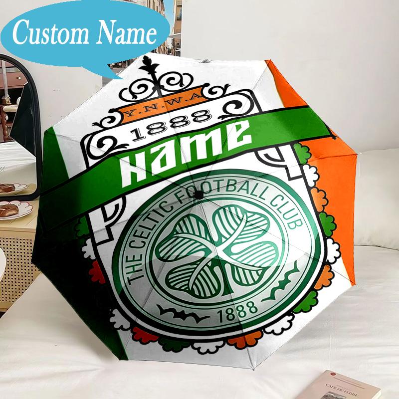 Custom Name Umbrella Celtic FC Crest Umbrella 8-Frame for Travel, Camping, Casual Lightweight Portable, Essential for Family Gifts
