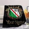 1PC Crest Emblem Custom Name Patterned Flannel Blanket Suitable For All Seasons For Home Decor Warmth And Comfort Gifts Holiday Present