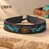 Cowboy Hat Band Ethnic Style Band, Durable PU Leather Embroidered DIY Decoration Strap, Adjustable Decorative Belt for Wide Brim Hats Vintage Strap
