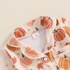 Infant Newborn Baby Girl Halloween Sleeping Romper Ghost/Pumpkin Print Lapel Long Sleeve Button Down Jumpsuit
