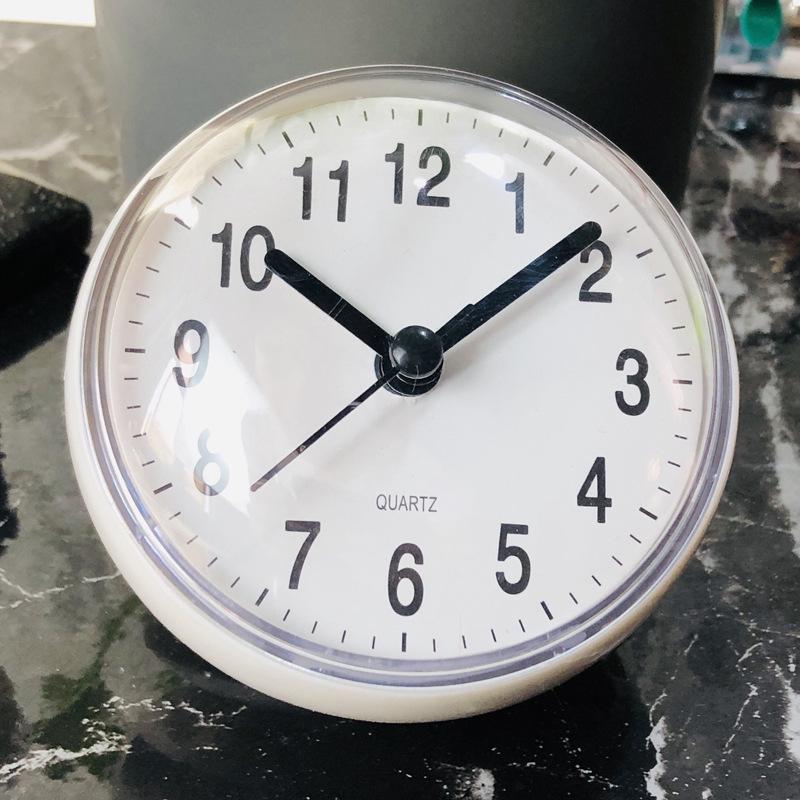 Mini Anti-Fog Suction Cup Wall Clock - Waterproof Quartz Clock for Bathroom and Kitchen, 7cm