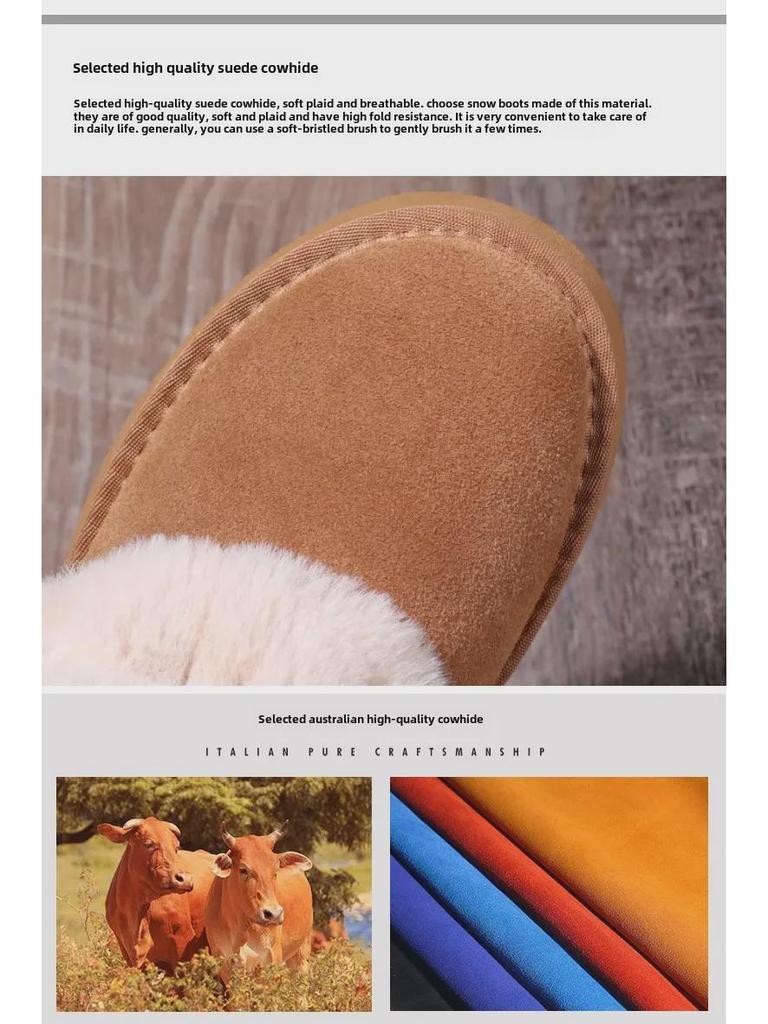 Dam Äkta Läder Pälsfodrade Vinter Snöstövlar 5951