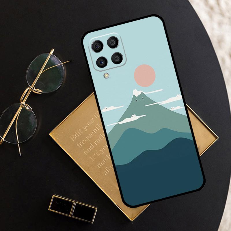 Cat Mount Fuji Japan Landscape For Samsung Galaxy M16 M06 M12 M13 M14 M15 M35 M55 M34 M54 M33 M53 M21 M31 M11 M32 M52 Case