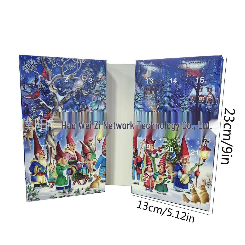 Cross-Border 24-Day Christmas Advent Calendar Resin Gnome Ornament Set