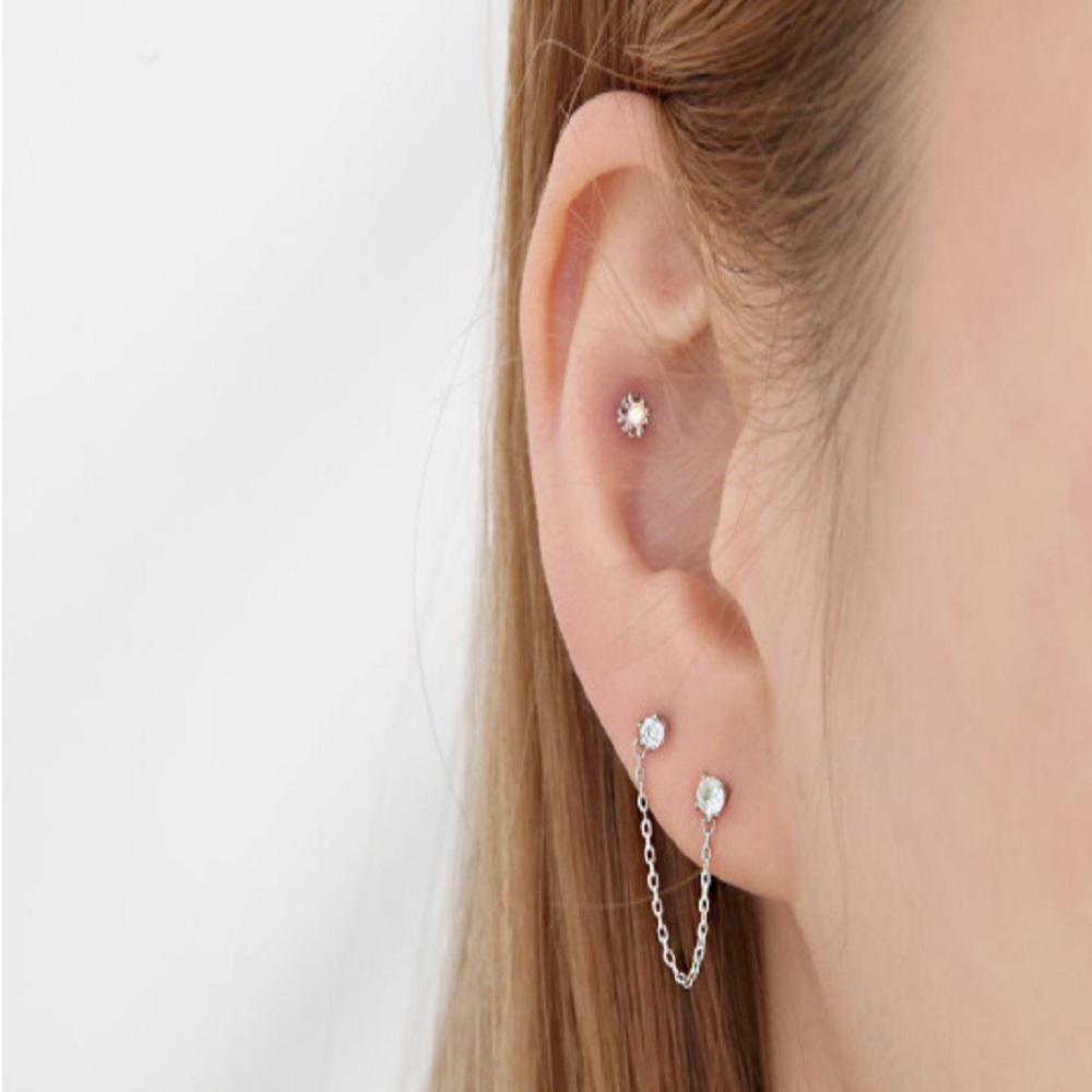 [Onm] Onm Fashion Piercing Cubic Two-Pin 3-Piece Set (S9594107)
