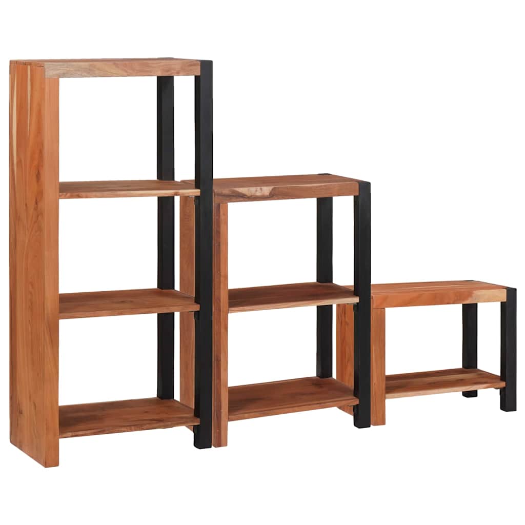 Bookshelf 6 Tiers 3 Pcs 50 X 30 X 110 Cm Solid Acacia Wood