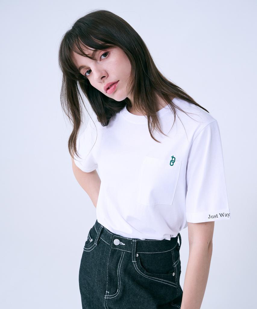 Solteuaenchokollis Pocket Point Sleeve Lettering T-Shirt White 4W2321004