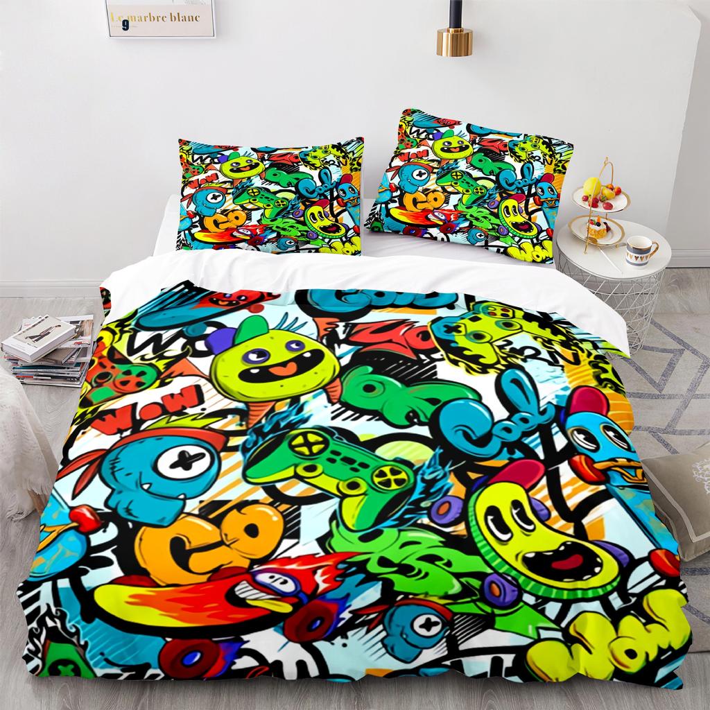 Gamer Duvet Cover Full Size Teens Gaming Bedding Set for Kids Boy Girl Video Games Comforter Cover Gamepad Polyester Quilt Cover