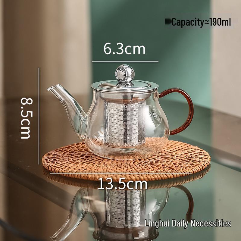 Large Glass Teapot with Lid & Handle, Heat-Resistant, Stainless Steel Infuser, Floating Cup