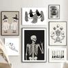 Nordic Simple Wall Art Halloween Skull Witch, HD Canvas Print Poster, Home Living Room Bedroom Decorative Painting