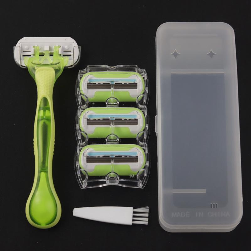 3-Layer Stainless Steel Shaving Razor for Legs & Pubic Hair Removal