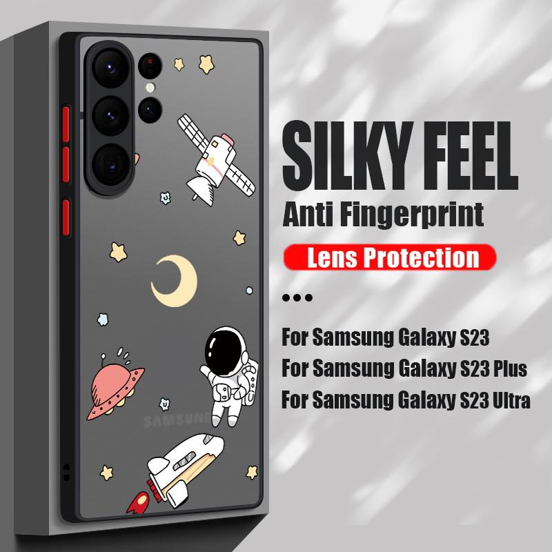 

Astronaut Frosted Cover для Samsung S25 S24 Plus S23 FE Ultra S22 S21 S20 Fe A54 A53 5G A34 A32 A73 A24 Акриловий Soft Edge Протиударний чохол-бампер Samsung S24 Ultra теплий колір чорний