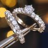 Huitan Sparkling s/Set Ring for Women Luxury Party Accessories Inlaid Bright CZ Fashion Wedding Fancy Jewelry for Lady Gift