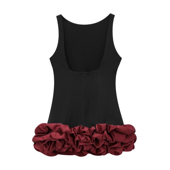 Dámské sexy minišaty jednobarevné slim fit dámské šaty s výstřihem do O, bez rukávů, bez zad, na sváteční párty krátké šaty