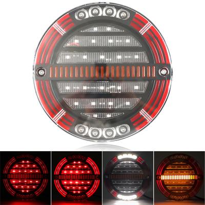 Lampada Fanale Coda Rotonda Hamburger Posteriore Camion Indicatore di Direzione Dinamico Luce Freno Luce di Stop 10-30V Rimorchio Camion Caravan Furgone Giallo Rosso