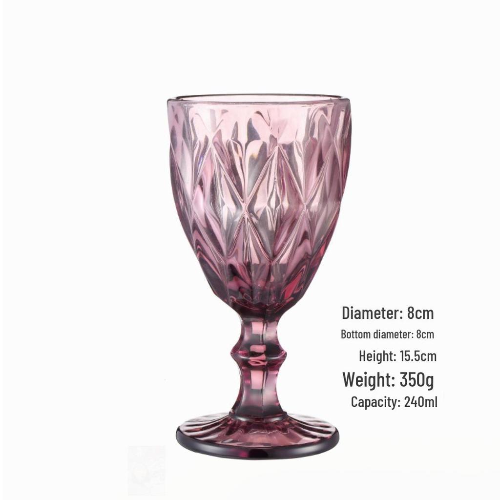 Vintage Embossed High-Footed Red Wine Glass with Bubbles - Wedding Decoration, Child-Friendly, Thickened Design
