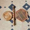 Vintage Hexagonal Side Table Solid Wood Table with Integrated Checkers Board Durable Fun Table for Living Room Multi-Purpose