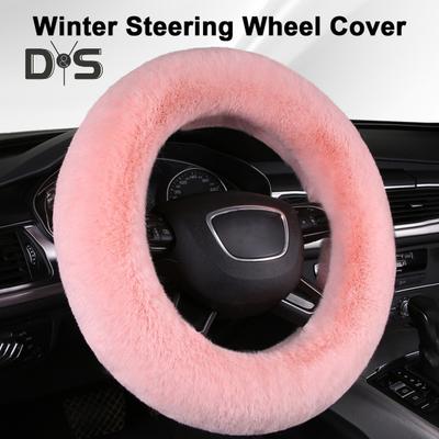 Auto-Lenkradbezug, weicher, flauschiger, warmer Lenkradbezug für den Winter, Plüsch-Autozubehör für 14,5-15 Zoll Lenkrad