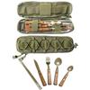 Cutlery Setcutlery Case6-piece Setcampingoutdoorstoragewoodenstainless Steelfoldablespoonforkknifekhakistylish Natural Design Woodcompactly Carry Solo