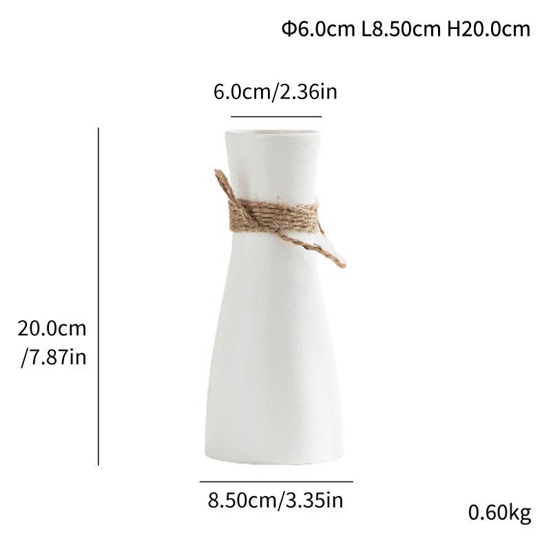 White Porcelain Hydroponic Vase for Dried Flowers | Modern Ceramic Desktop Ornament