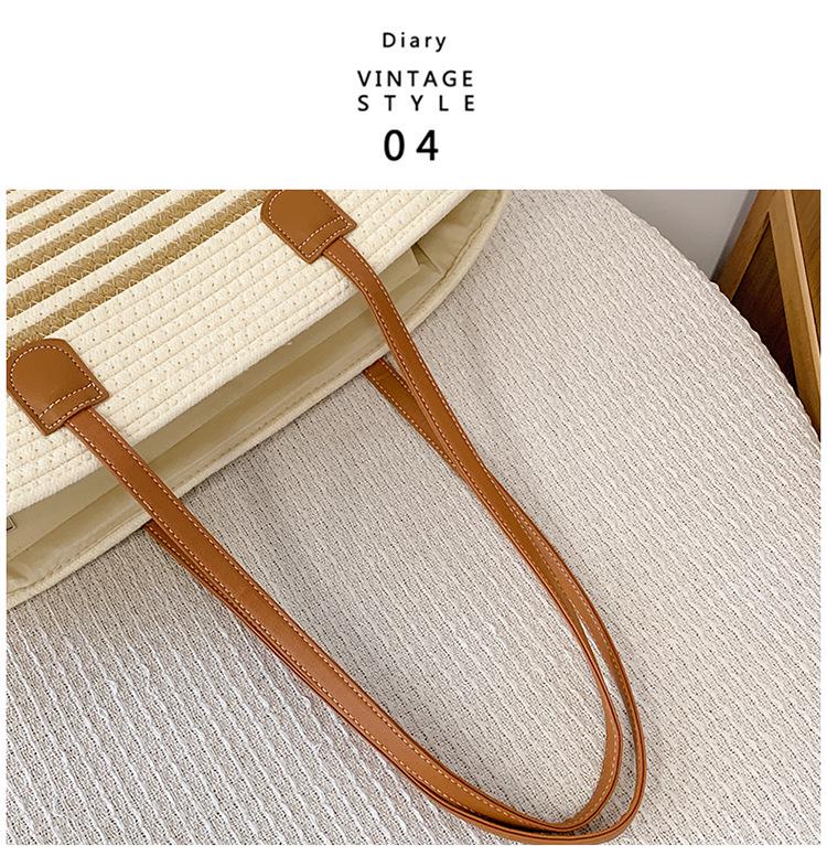 Stylish Large Capacity Striped Woven Beach Tote with Custom Logo