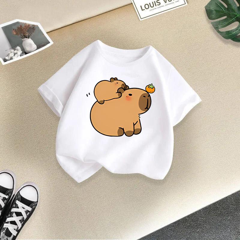 Children's Casual Short-sleeved T-shirt, Summer Boys' And Girls' Cute Capri Blouse