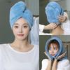 Women Fast Drying Hair Towel Coral Velvet Hair Towel Women Wrap Head Absorption Ater Bath Hat with Button  Bathroom Supplies