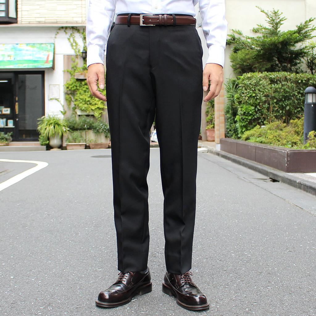 Hemmed Stretch Plain Slacks 85 [Citrus Hills] No-tax (waist (inseam 73), Black)