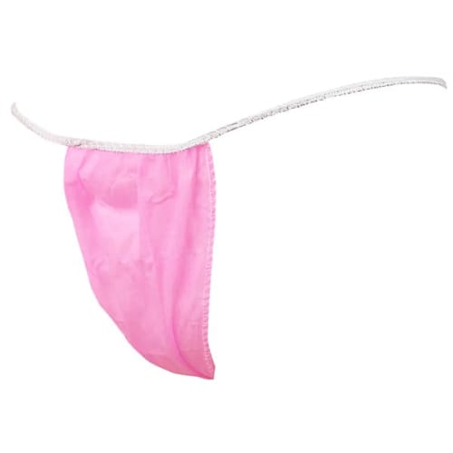 Aducare [Trial] Disposable Paper Panties, One Size Fits All (5-Pack), Pink T-Back Panties (For Beauty Salons, Massage Parlors, Travel, Hospitalization