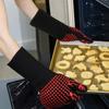 2pcs BBQ Microwave Oven Gloves Baking Oven Mitts Non-slip Fireproof Gloves Heat Resistant 800 Degrees Cooking Oven Gloves