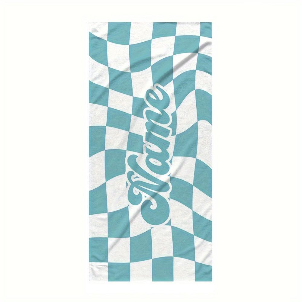 Personalized Grid Beach Towel Customize Name/Logo Oversized Microfiber Towel Summer Party Gift For Beach Swimming Bath Sports