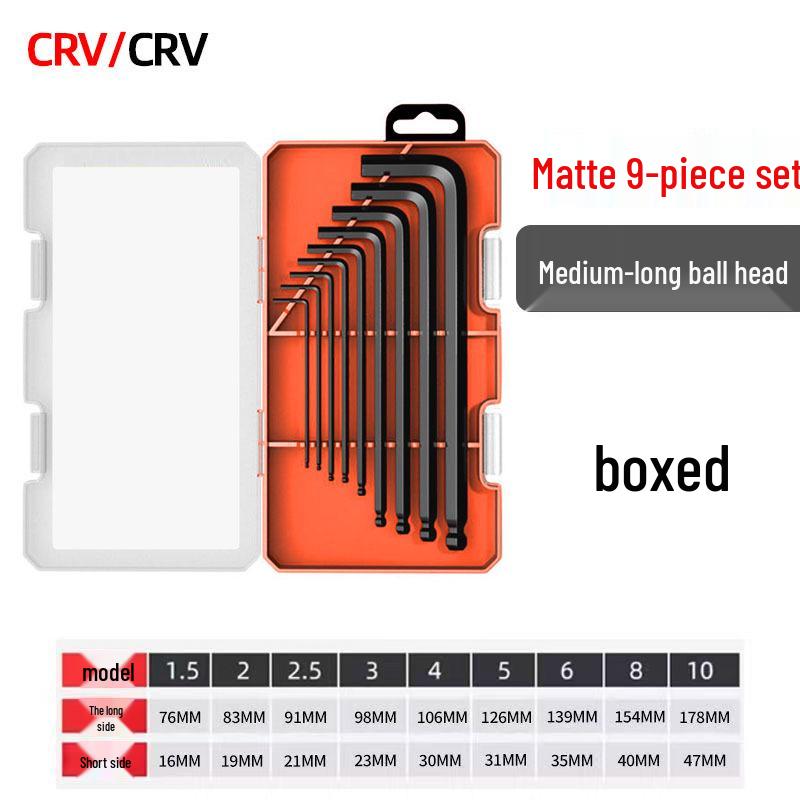 9-Piece Colored Hex Wrench Set with Ball Head
