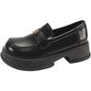 Cowhide version~ Black retro British style platform small leather shoes women's 2025 new autumn and winter heightening versatile loafers