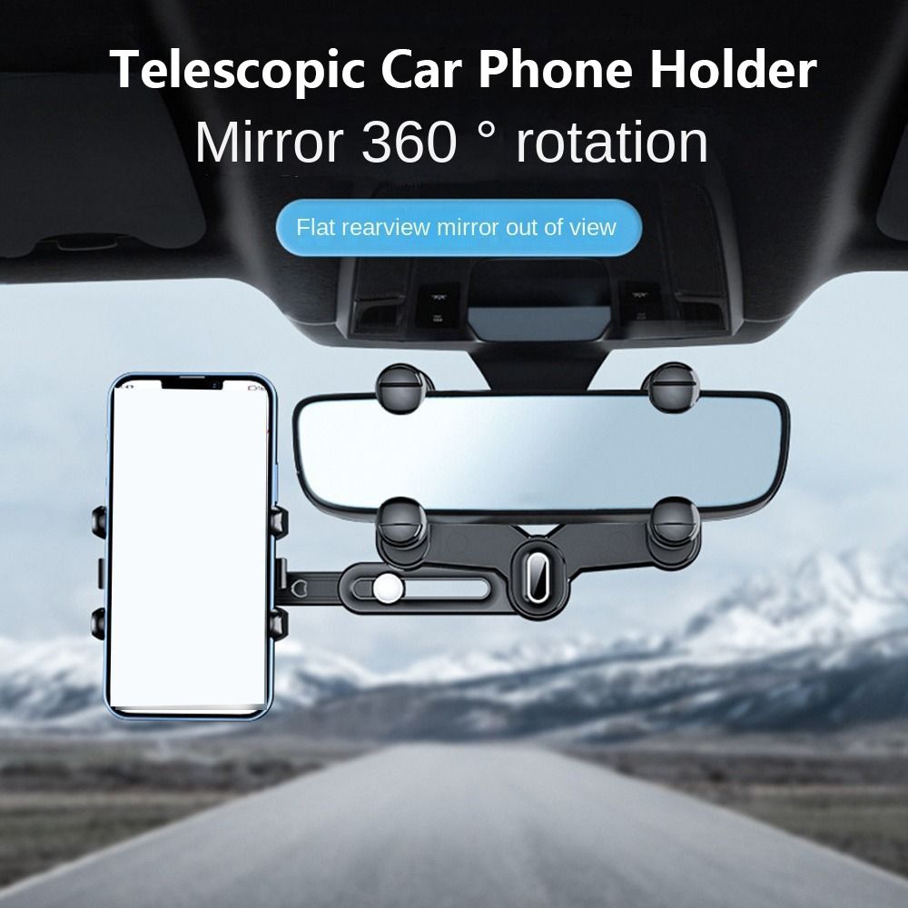 Adjustable Rearview Mirror Phone Mount Bracket 360 Rotating Mobile Cell Support Tools  Travel