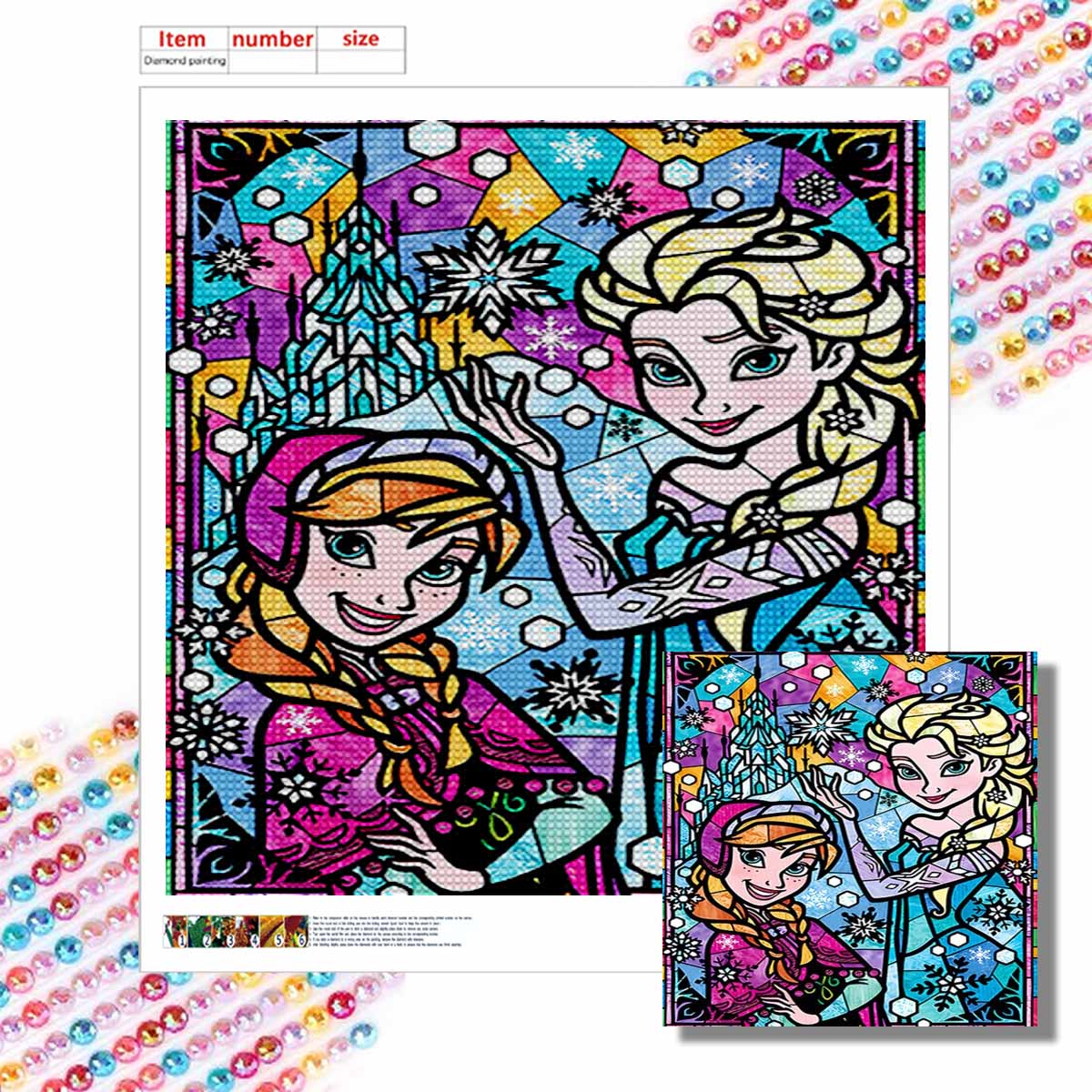 

5D DIY Diamond Painting Decorative Anna and Elsa Flowers Looks Back Full Round Drill Scenery Diamond Embroidery Cross Stitch Kits Home Decor Gift Round 20x20cm