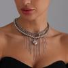 Sweet and Cool Babes Ins Scenery Surface Love Fringed Necklace Light Luxury Fashion Metal Sense Necklace