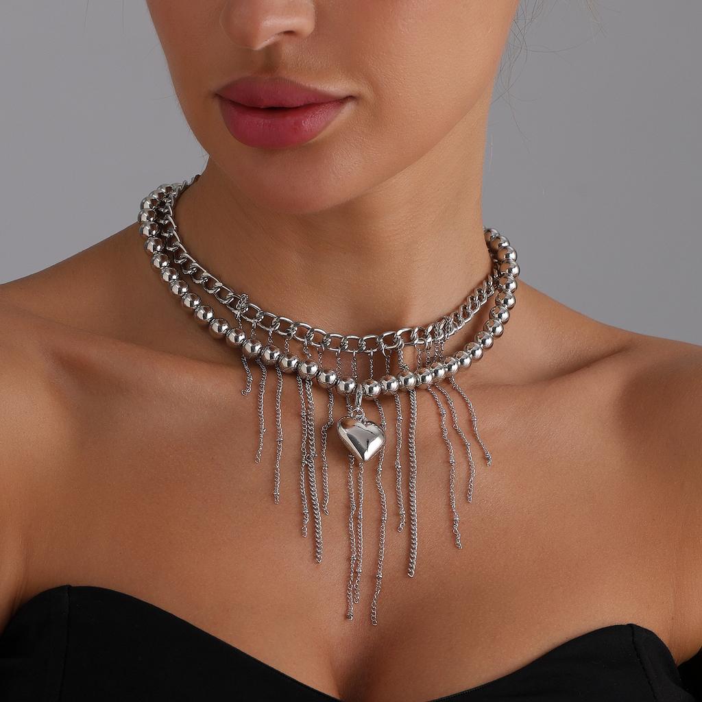 Sweet and Cool Babes Ins Scenery Surface Love Fringed Necklace Light Luxury Fashion Metal Sense Necklace