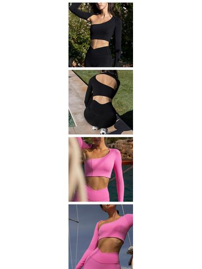 European & American Sexy Irregular Hollow Back Long-Sleeve Yoga Top