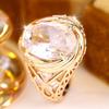 Gorgeous Gold Color Oval Zircon Ring for Women Wedding Banquet Fashion Jewelry Gift