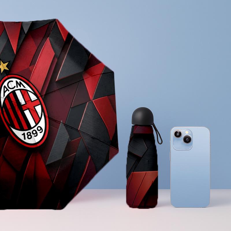 AC Milan Pattern Printed Mini 5 Folds 8 Ribs Compact Umbrella Windproof Waterproof Lightweight Portable Folding