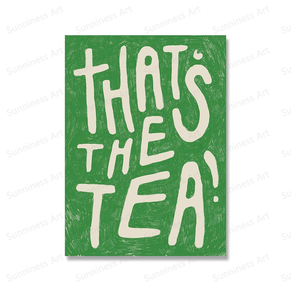 Flower Red Wine Posters and Prints Sharing Cake Wall Art Pictures That's the Tea Quotes Canvas Painting for Kitchen Home Decor