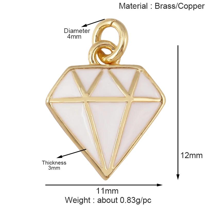 Trendy Colorful Enamel Geometry Charm Pendant,Real 18k Gold Plated Zircon Necklace Bracelet Jewelry Findings Supplies S43