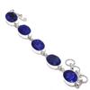 Blue Sapphire (Simulated) Oval Shape Gemstone Bracelet Gift Handmade Jewelry 7"