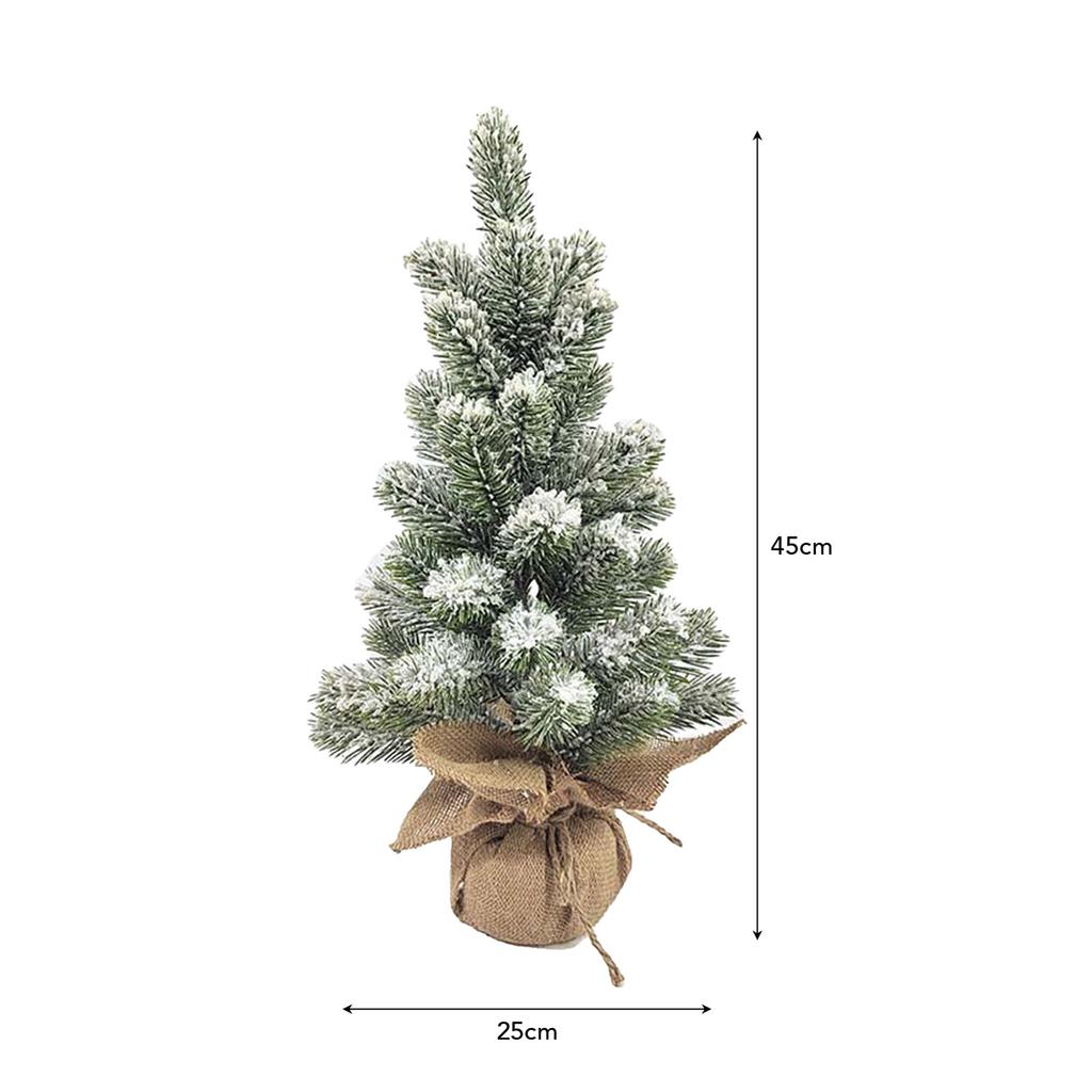 17,72 Zoll Desktop Beflockter Weihnachtsbaum Simulation Platzsparend Wiederverwendbar Weihnachts-Tischdekoration für Fes