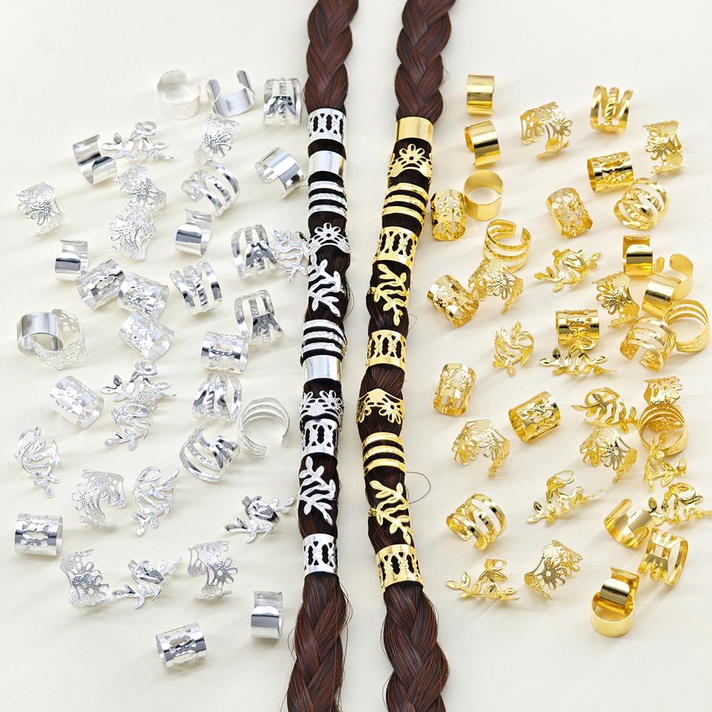 100 Stück Eleganter Goldlegierungs Haarschmuck für Zöpfe, Massiv - Vintage-inspirierte Accessoires für Männer- und Frauen-Dreadlocks