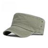 Men's Retro Washed Cotton Military Cap Flat Top Cadet Patrol Hat Summer Breathable Army Peaked Cap Casual Plain Sun Hat